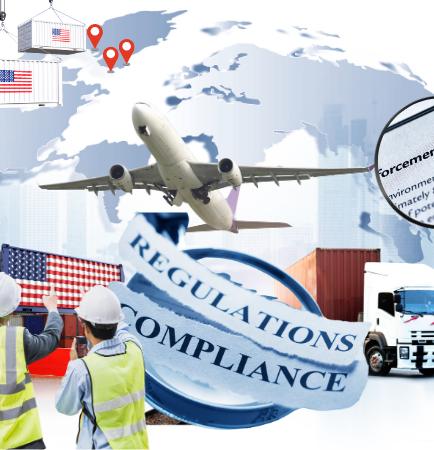 Illustration of US chemical import compliance, TSCA regulations and EPA oversight.